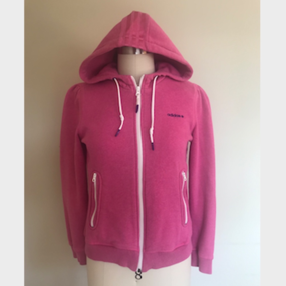ADIDAS pink hooded sweatshirt with puffed sleeves